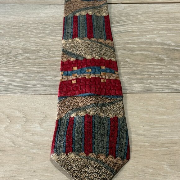 Evan Picone Tie Mens Silk Abstract Pattern Classic Necktie 56 Inch Wide - Picture 2 of 4